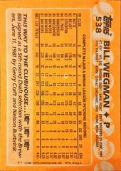 Back Of Card | Bill Wegman Baseball Cards 1988 Topps