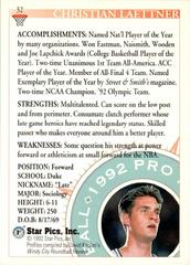 Back Of Card | Christian Laettner Basketball Cards 1992 Star Pics