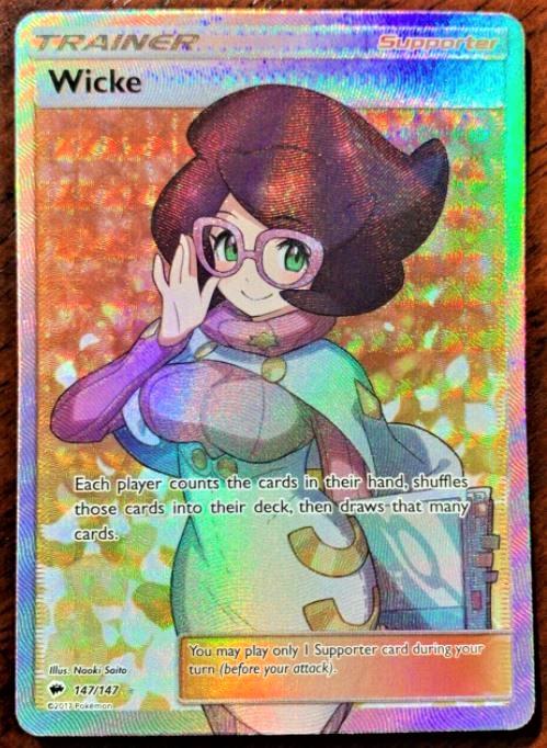 Pokmon TCG: Wicke Full Art Ultra Rare Holo Supporter Card 147/147  SM  Burning Shadows Wicke Rare Pokemon Card 147