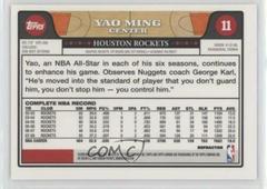 Back Of Card | Yao Ming [Refractor] Basketball Cards 2008 Topps Chrome