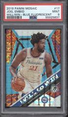 Joel Embiid [Blue Fluorescent] Basketball Cards 2019 Panini Mosaic Will to Win Prices