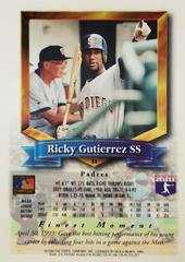 Rear | Ricky Gutierrez Baseball Cards 1994 Topps Traded Finest Inserts