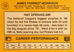 Rear | Jim Morrison Baseball Cards 1987 Donruss Opening Day