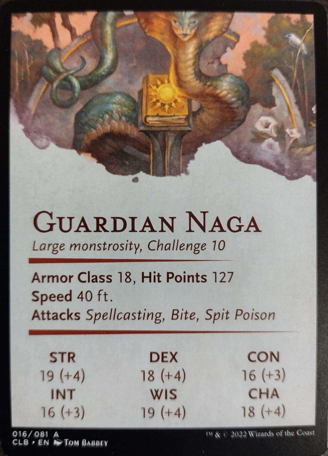 Guardian Naga [Art/Stat] #16 Magic Commander Legends: Battle for Baldur's Gate