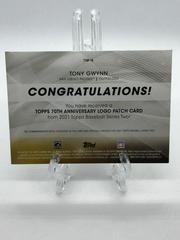Back Of Card | Tony Gwynn Baseball Cards 2021 Topps 70th Anniversary Logo Patch
