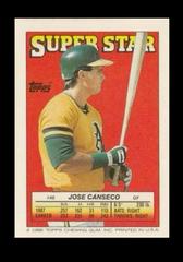 Jose Canseco #48 Baseball Cards 1988 Topps Stickercard Prices