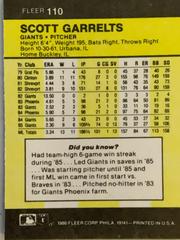 Rear | Scott Garrelts Baseball Cards 1986 Fleer Mini