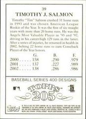 Timothy J. Salmon [Back] #39 | Timothy J. Salmon Baseball Cards 2003 Topps 205