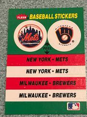 New York Mets - Milwaukee Brewers Team Sticker Baseball Cards 1988 Fleer Team Stickers Prices