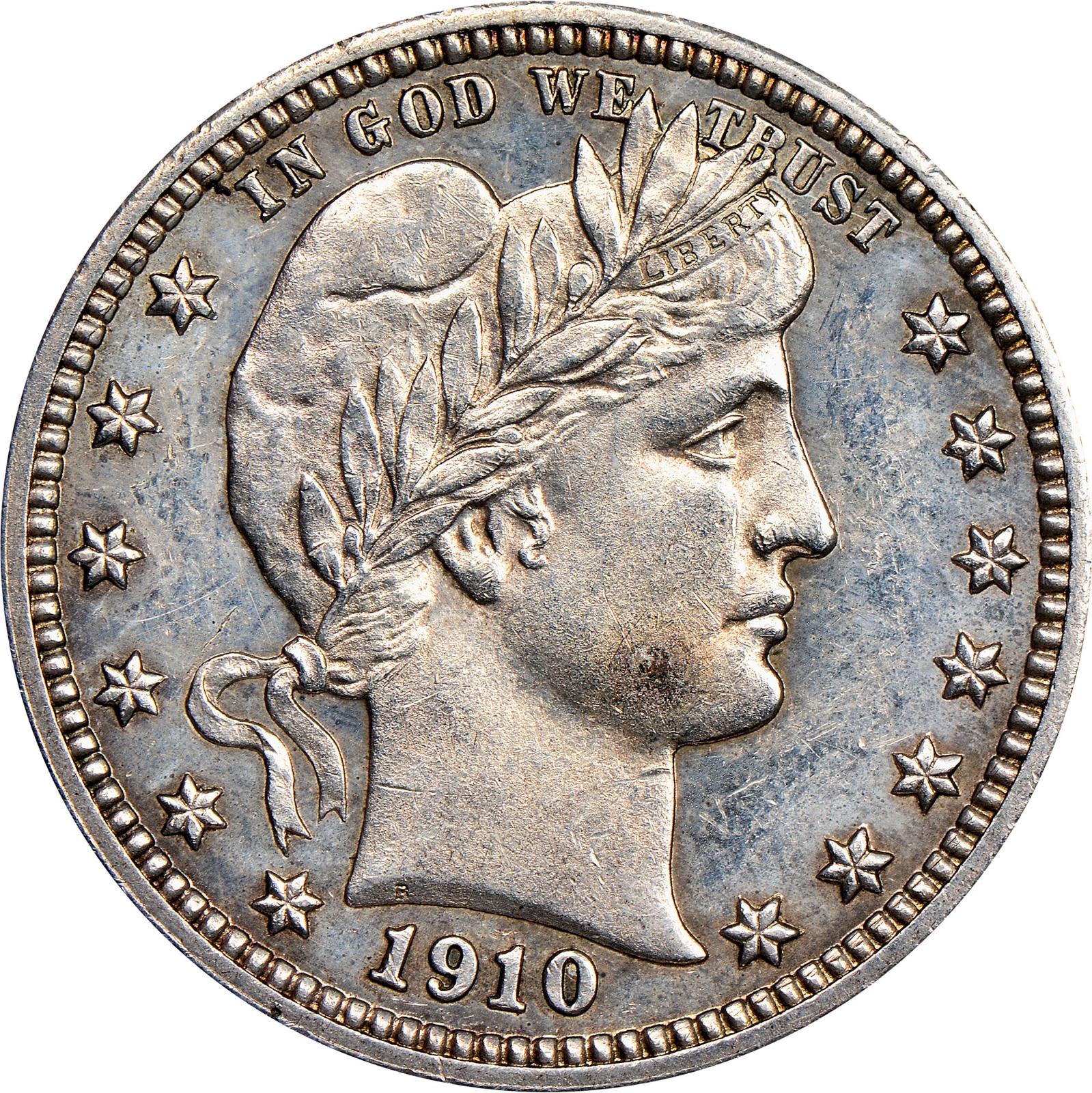 1910 Coins Barber Quarter