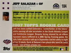 Rear | Jeff Salazar Baseball Cards 2007 Topps Opening Day