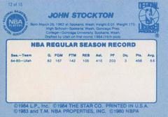 Back Side | John Stockton Basketball Cards 1986 Star Best Of The Best