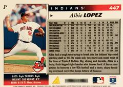 Rear | Albie Lopez Baseball Cards 1996 Score