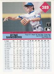Back Of Card | Ryne Sandberg Baseball Cards 1992 Fleer