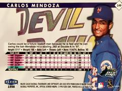Rear | Carlos Mendoza Baseball Cards 1998 Fleer Tradition