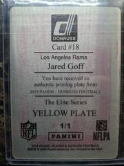 Jared Goff Elite Series YELLOW PLATE [Printing Plate] #18 Football Cards 2019 Donruss Prices