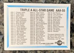 Back | Checklist Baseball Cards 1993 Fleer ProCards Triple A League All Stars