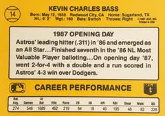 Rear | Kevin Bass Baseball Cards 1987 Donruss Opening Day