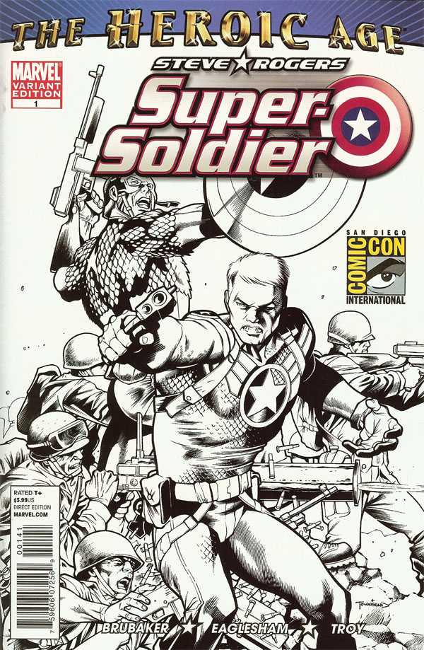 Steve Rogers: Super-Soldier [SDCC Black & White] #1 (2010) Comic Books Steve Rogers: Super-Soldier