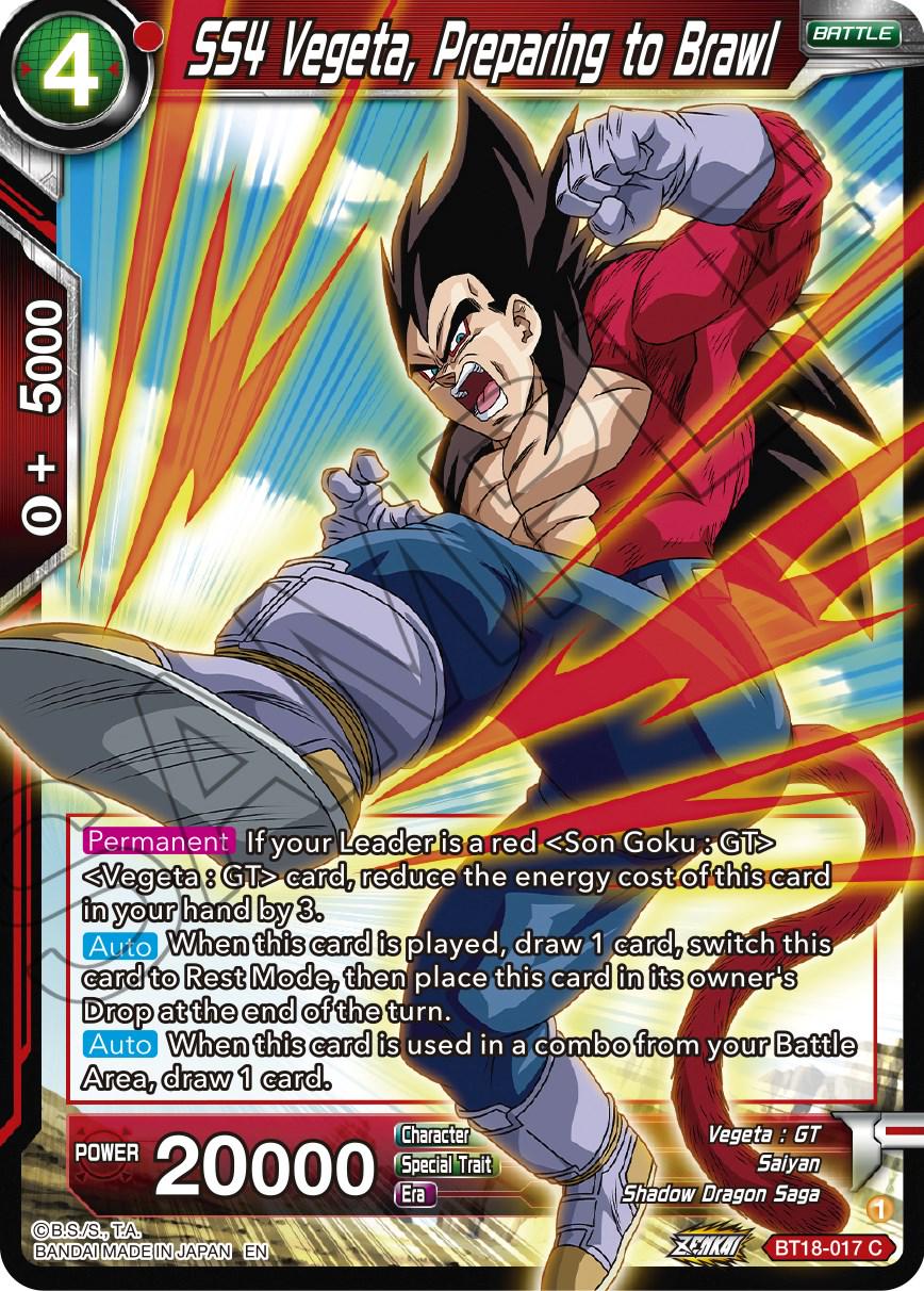 SS4 Vegeta, Preparing to Brawl [Foil] BT18-017 Dragon Ball Super Dawn of the Z-Legends