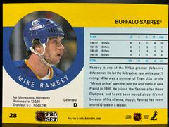 Back | Mike Ramsey Hockey Cards 1990 Pro Set