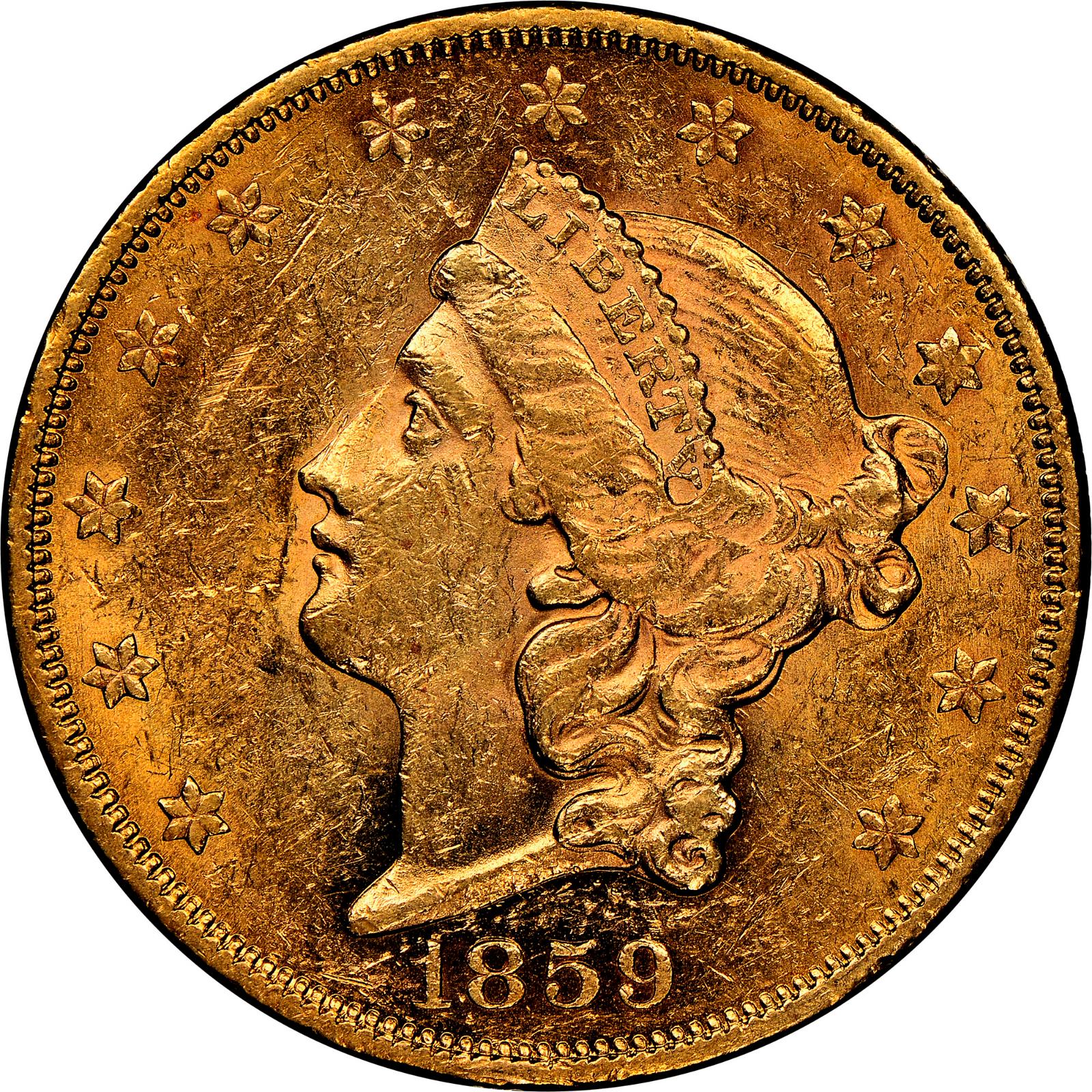 1859 Coins Liberty Head Gold Double Eagle