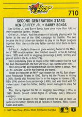 Card Back | Ken Griffey Jr, Barry Bonds Baseball Cards 1991 Fleer