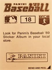 Back | Orel Hershiser Baseball Cards 1989 Panini Stickers