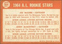 Back | AL Rookies [McCabe, McNertney] Baseball Cards 1964 Topps