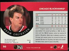 Back | Adam Creighton Hockey Cards 1990 Pro Set