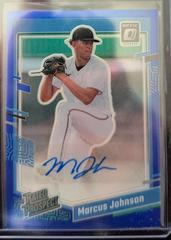 Marcus Johnson [Blue] #RP-MJ Baseball Cards 2023 Panini Donruss Optic Rated Prospect Signatures Prices