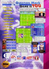 Madden 95 - Back | Madden 95 Sega Game Gear