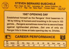 Rear | Steve Buechele Baseball Cards 1987 Donruss Opening Day
