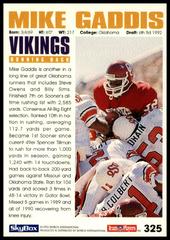 Back Of Card | Mike Gaddis Football Cards 1992 Skybox Impact