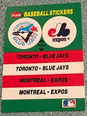 Toronto Blue Jays - Montreal Expos Team Sticker Baseball Cards 1988 Fleer Team Stickers Prices