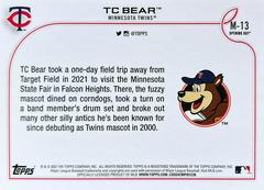 Card Back | TC Bear Baseball Cards 2022 Topps Opening Day Mascots