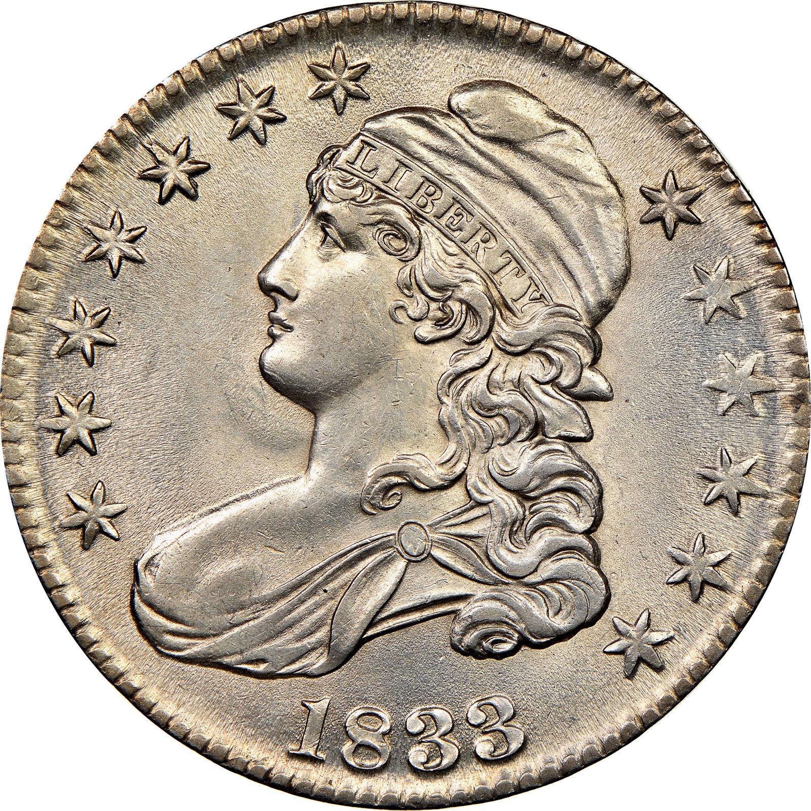 1833 [CRUSHED EDGE PROOF] Coins Capped Bust Half Dollar