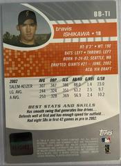 Back | Travis Ishikawa Baseball Cards 2003 Bowman's Best