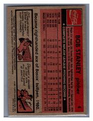 Back | Bob Stanley Baseball Cards 1981 Coca Cola