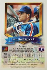 Rear | Ivan Rodriguez Baseball Cards 1994 Topps Traded Finest Inserts