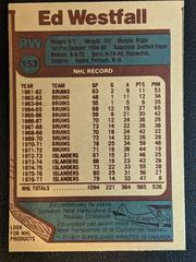Back Portion Of Card | Ed Westfall Hockey Cards 1977 O-Pee-Chee