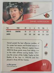 Backside | Daniel Alfredsson Hockey Cards 2003 ITG Toronto Star