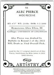 Back | Alec Pierce Football Cards 2022 Sage Artistry