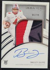 Bailey Zappe [Patch Autograph] #77 Football Cards 2022 Panini Immaculate Collegiate Prices