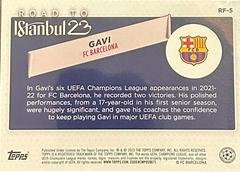 Back | Gavi Soccer Cards 2022 Topps UEFA Club Competitions Road to the Final