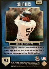 Rear | Bernie Williams Baseball Cards 2003 Upper Deck Victory