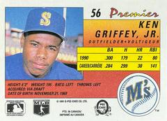 Card Back | Ken Griffey Jr. Baseball Cards 1991 O Pee Chee Premier