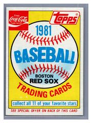Red Sox Header Baseball Cards 1981 Coca Cola Prices