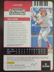 Back Of Card | Alec Bohm [Cyan Printing Plate] Baseball Cards 2021 Panini Contenders Rookie Ticket Jersey