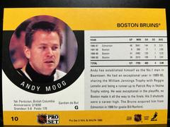 Back | Andy Moog Hockey Cards 1990 Pro Set